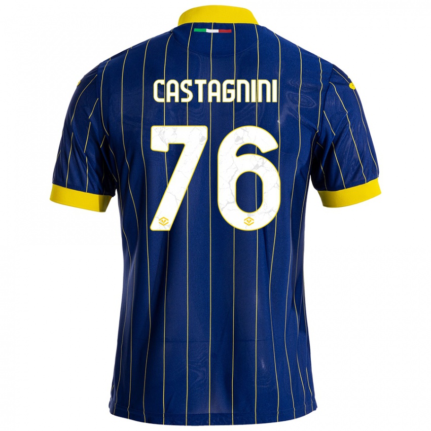 Niño Camiseta Mirko Castagnini #76 Azul Amarillo 1ª Equipación 2024/25 La Camisa Argentina