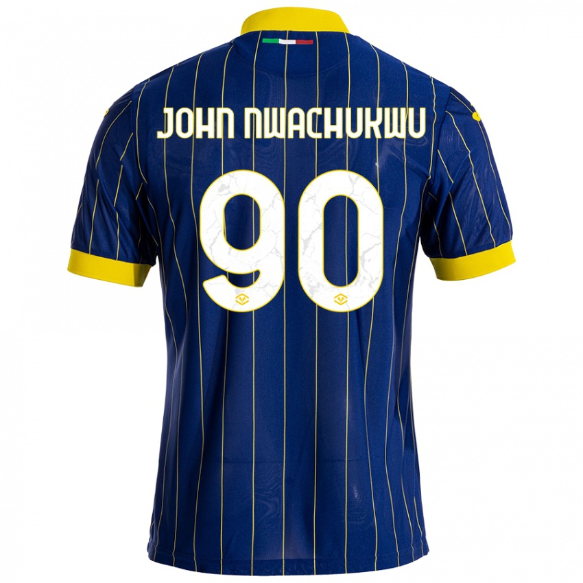 Niño Camiseta Samuel John Nwachukwu #90 Azul Amarillo 1ª Equipación 2024/25 La Camisa Argentina