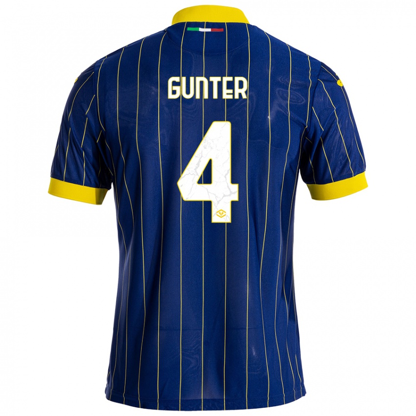 Niño Camiseta Koray Günter #4 Azul Amarillo 1ª Equipación 2024/25 La Camisa Argentina