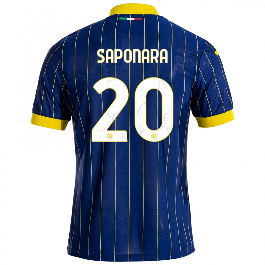 Niño Camiseta Riccardo Saponara #20 Azul Amarillo 1ª Equipación 2024/25 La Camisa Argentina