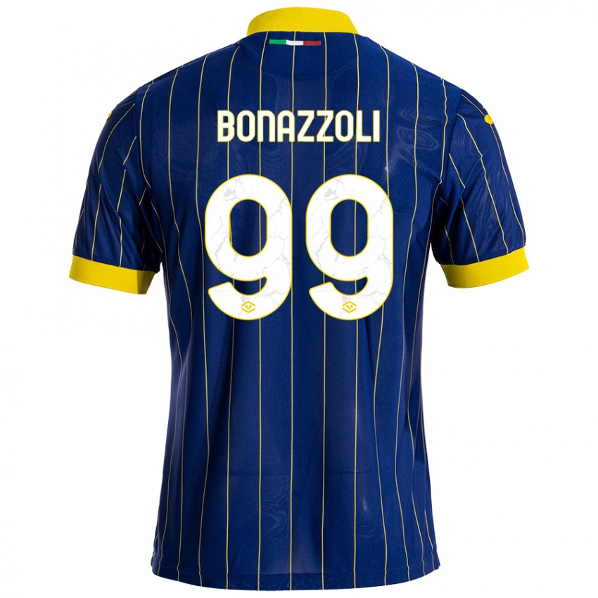 Niño Camiseta Federico Bonazzoli #99 Azul Amarillo 1ª Equipación 2024/25 La Camisa Argentina