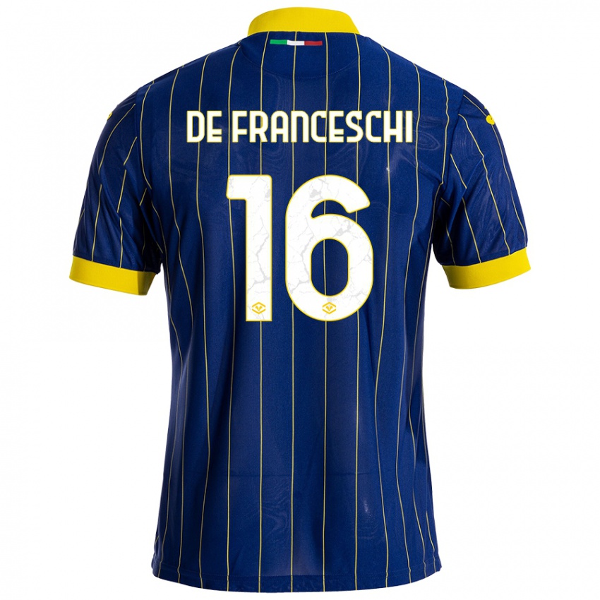 Niño Camiseta Edoardo De Franceschi #16 Azul Amarillo 1ª Equipación 2024/25 La Camisa Argentina