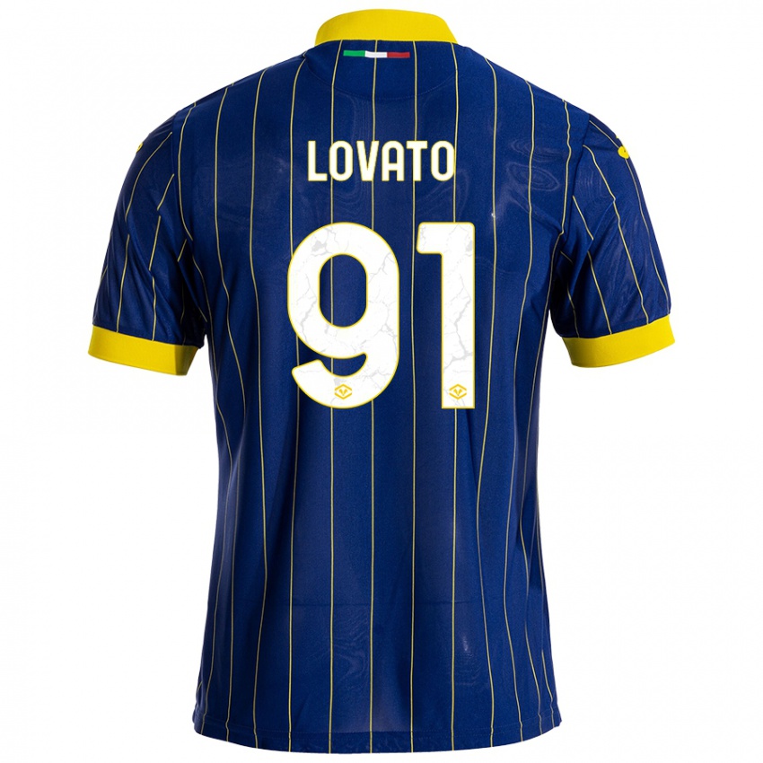 Niño Camiseta Enrico Lovato #91 Azul Amarillo 1ª Equipación 2024/25 La Camisa Argentina