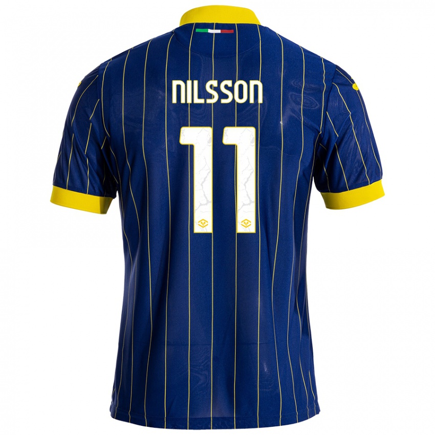 Niño Camiseta Sara Nilsson #11 Azul Amarillo 1ª Equipación 2024/25 La Camisa Argentina