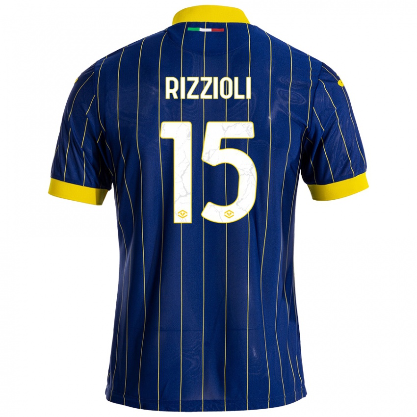 Niño Camiseta Gaia Rizzioli #15 Azul Amarillo 1ª Equipación 2024/25 La Camisa Argentina