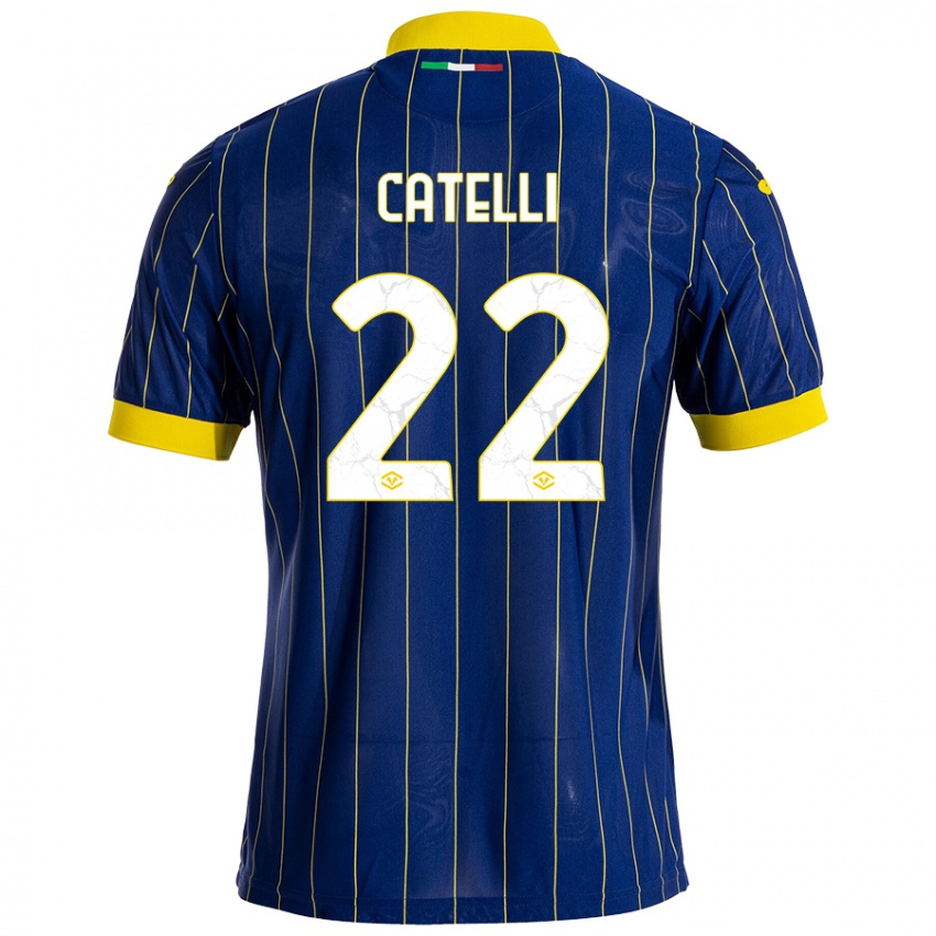 Niño Camiseta Anna Catelli #22 Azul Amarillo 1ª Equipación 2024/25 La Camisa Argentina