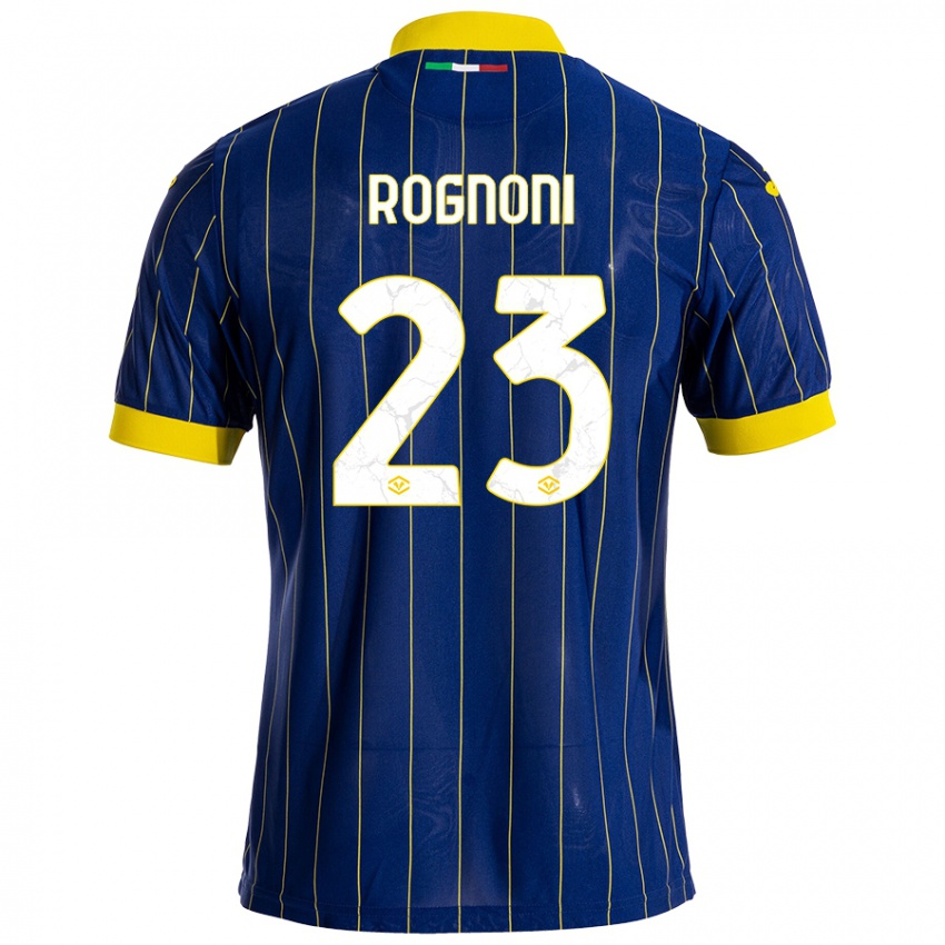 Niño Camiseta Alessia Rognoni #23 Azul Amarillo 1ª Equipación 2024/25 La Camisa Argentina