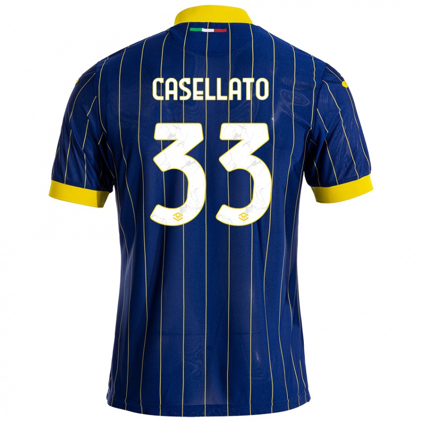 Niño Camiseta Elisa Casellato #33 Azul Amarillo 1ª Equipación 2024/25 La Camisa Argentina