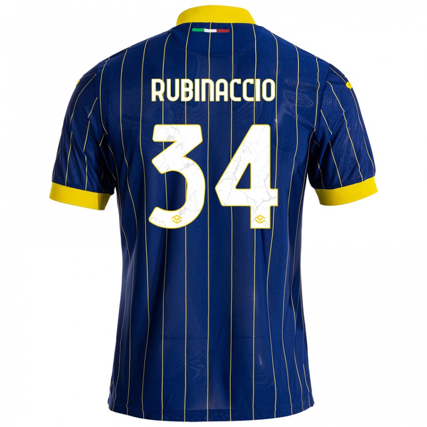 Niño Camiseta Nikol Rubinaccio #34 Azul Amarillo 1ª Equipación 2024/25 La Camisa Argentina