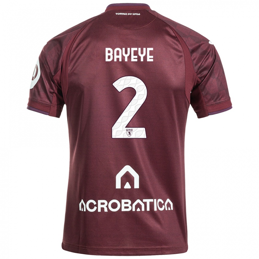 Niño Camiseta Brian Bayeye #2 Granate Blanco 1ª Equipación 2024/25 La Camisa Argentina