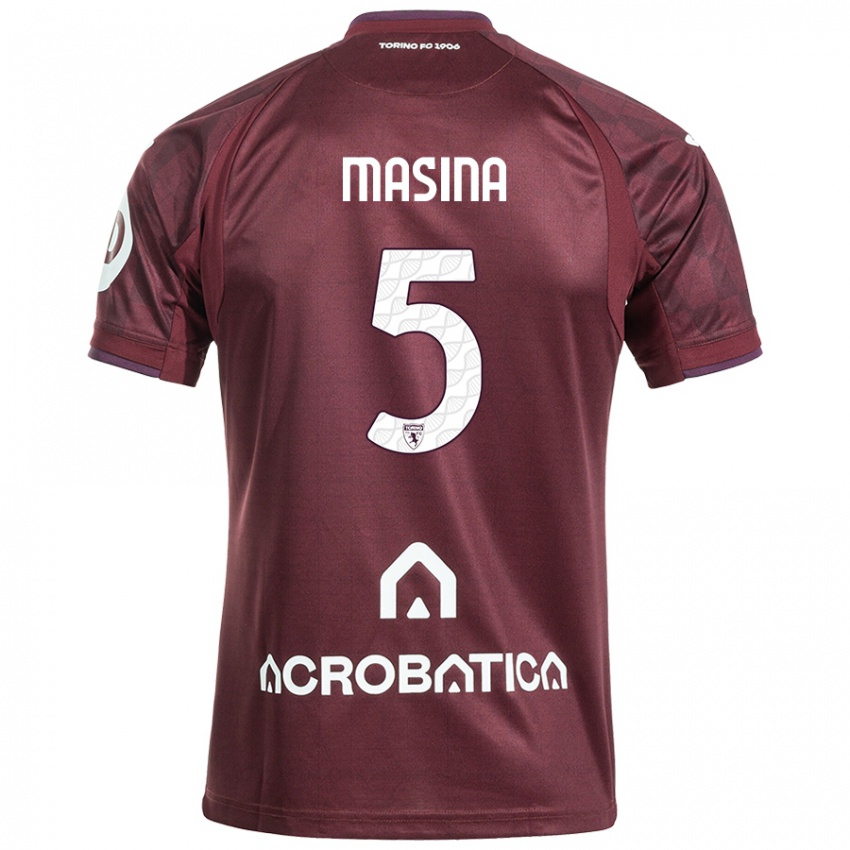 Niño Camiseta Adam Masina #5 Granate Blanco 1ª Equipación 2024/25 La Camisa Argentina