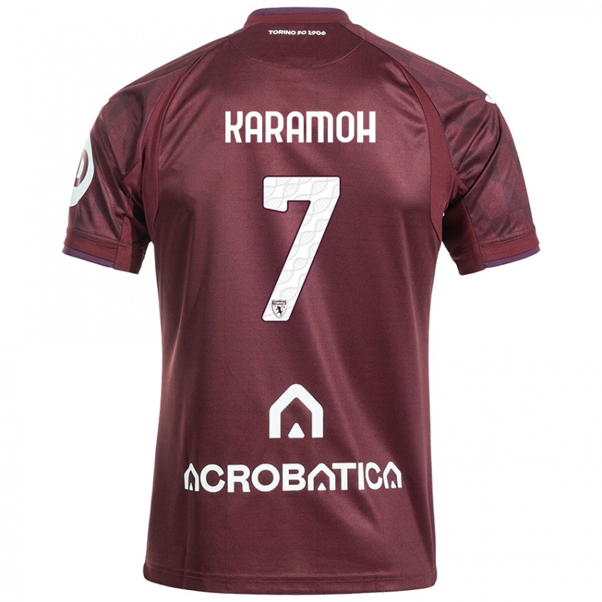 Niño Camiseta Yann Karamoh #7 Granate Blanco 1ª Equipación 2024/25 La Camisa Argentina