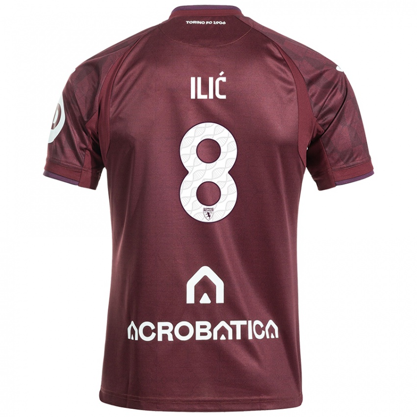 Niño Camiseta Ivan Ilić #8 Granate Blanco 1ª Equipación 2024/25 La Camisa Argentina