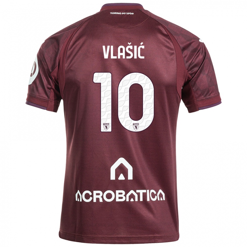 Niño Camiseta Nikola Vlasic #10 Granate Blanco 1ª Equipación 2024/25 La Camisa Argentina