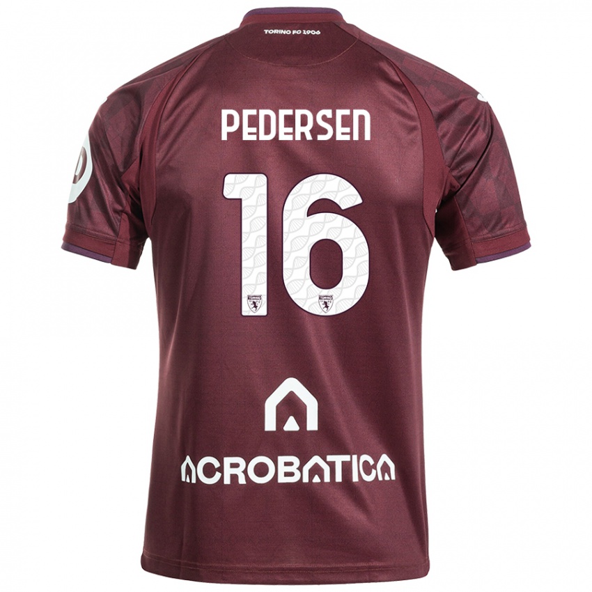 Niño Camiseta Marcus Pedersen #16 Granate Blanco 1ª Equipación 2024/25 La Camisa Argentina