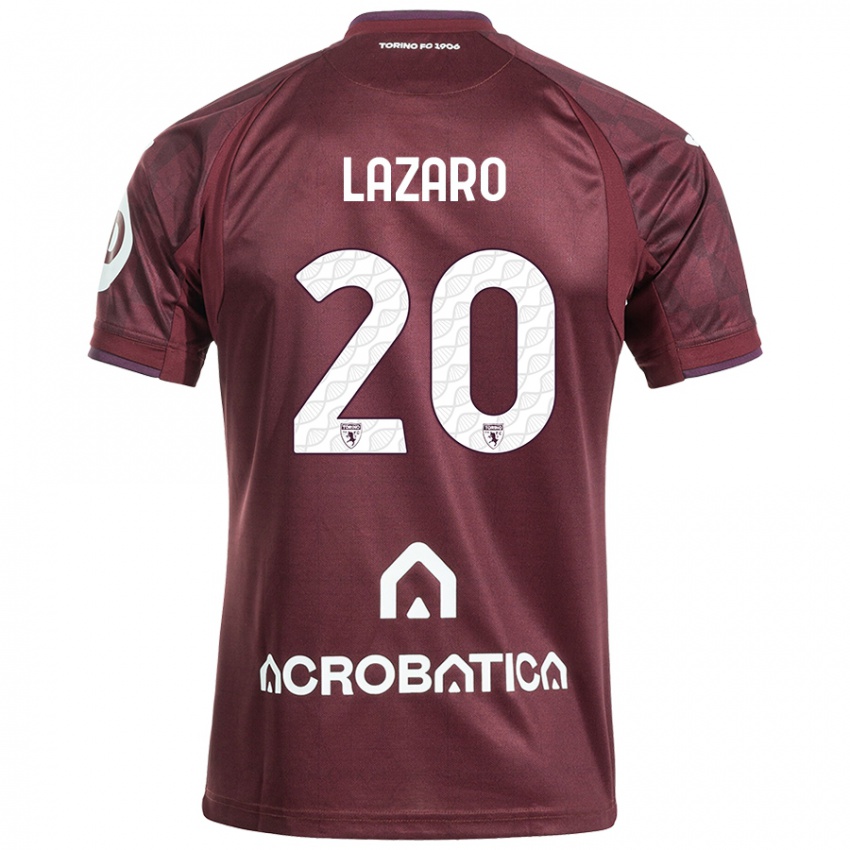 Niño Camiseta Valentino Lazaro #20 Granate Blanco 1ª Equipación 2024/25 La Camisa Argentina