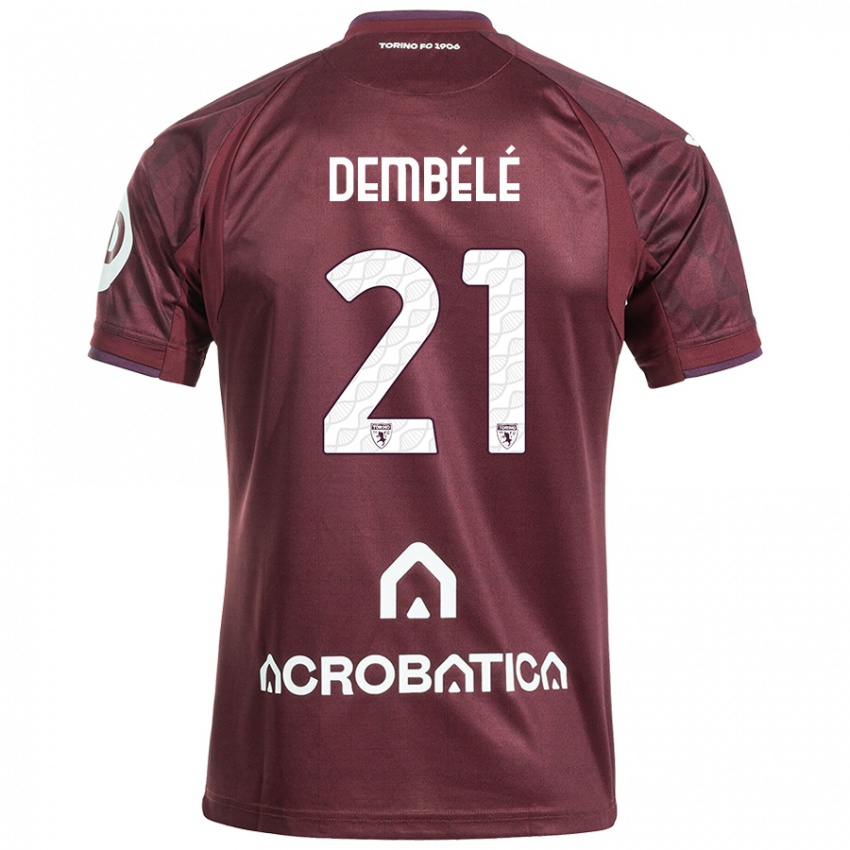 Niño Camiseta Ali Dembélé #21 Granate Blanco 1ª Equipación 2024/25 La Camisa Argentina