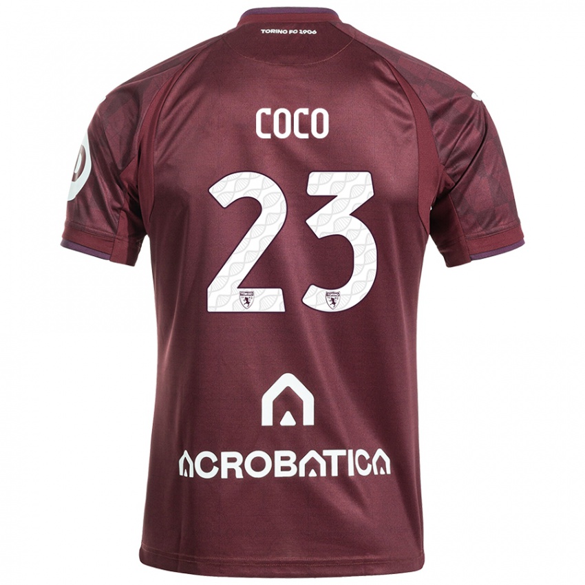 Niño Camiseta Saúl Coco #23 Granate Blanco 1ª Equipación 2024/25 La Camisa Argentina