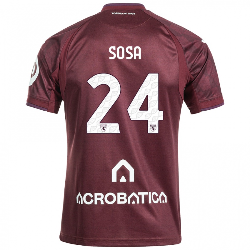 Niño Camiseta Borna Sosa #24 Granate Blanco 1ª Equipación 2024/25 La Camisa Argentina