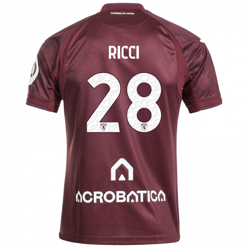 Niño Camiseta Samuele Ricci #28 Granate Blanco 1ª Equipación 2024/25 La Camisa Argentina