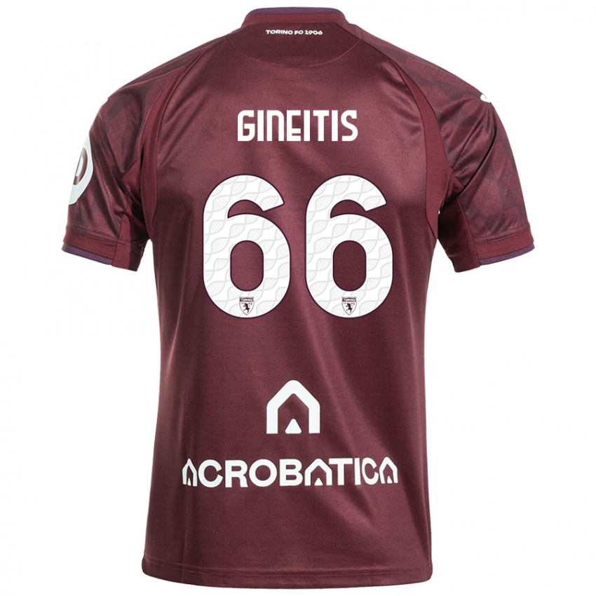 Niño Camiseta Gvidas Gineitis #66 Granate Blanco 1ª Equipación 2024/25 La Camisa Argentina