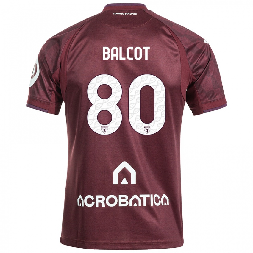 Niño Camiseta Côme Bianay Balcot #80 Granate Blanco 1ª Equipación 2024/25 La Camisa Argentina