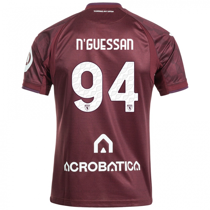 Niño Camiseta Ange Caumenan N'guessan #94 Granate Blanco 1ª Equipación 2024/25 La Camisa Argentina