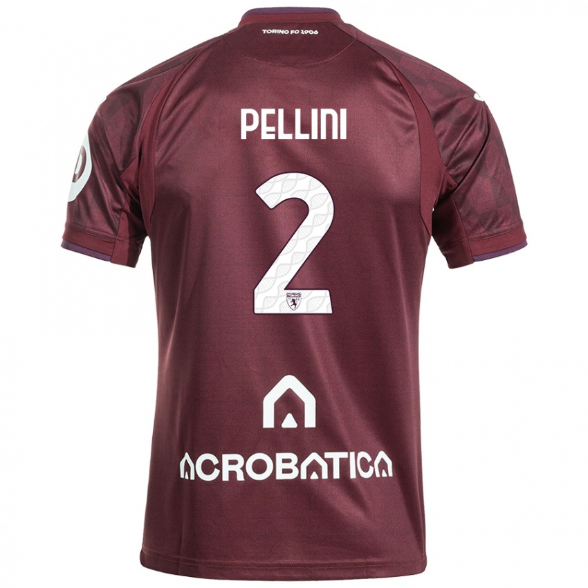 Niño Camiseta Mattia Pellini #2 Granate Blanco 1ª Equipación 2024/25 La Camisa Argentina