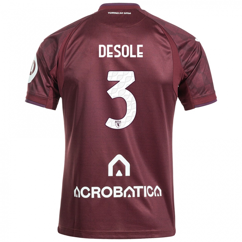 Niño Camiseta Fabio Desole #3 Granate Blanco 1ª Equipación 2024/25 La Camisa Argentina