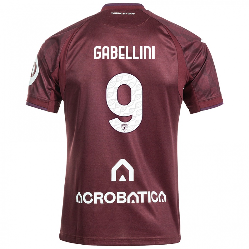 Niño Camiseta Tommaso Gabellini #9 Granate Blanco 1ª Equipación 2024/25 La Camisa Argentina