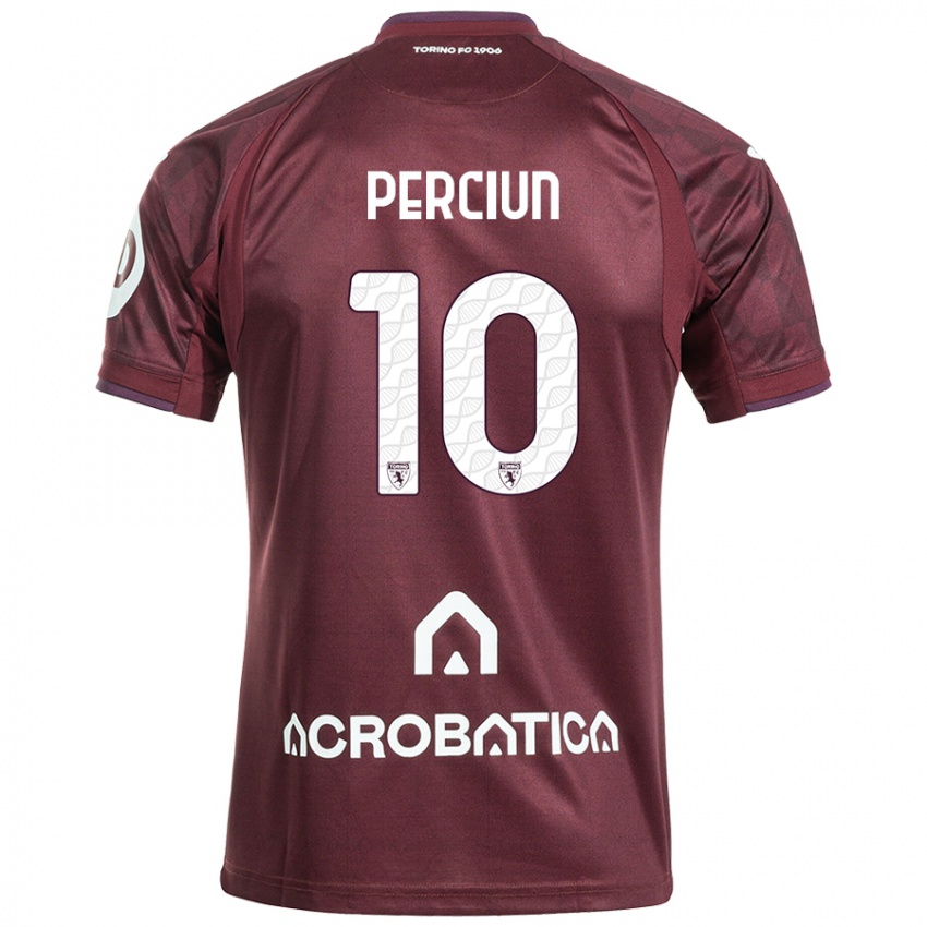 Niño Camiseta Sergiu Perciun #10 Granate Blanco 1ª Equipación 2024/25 La Camisa Argentina