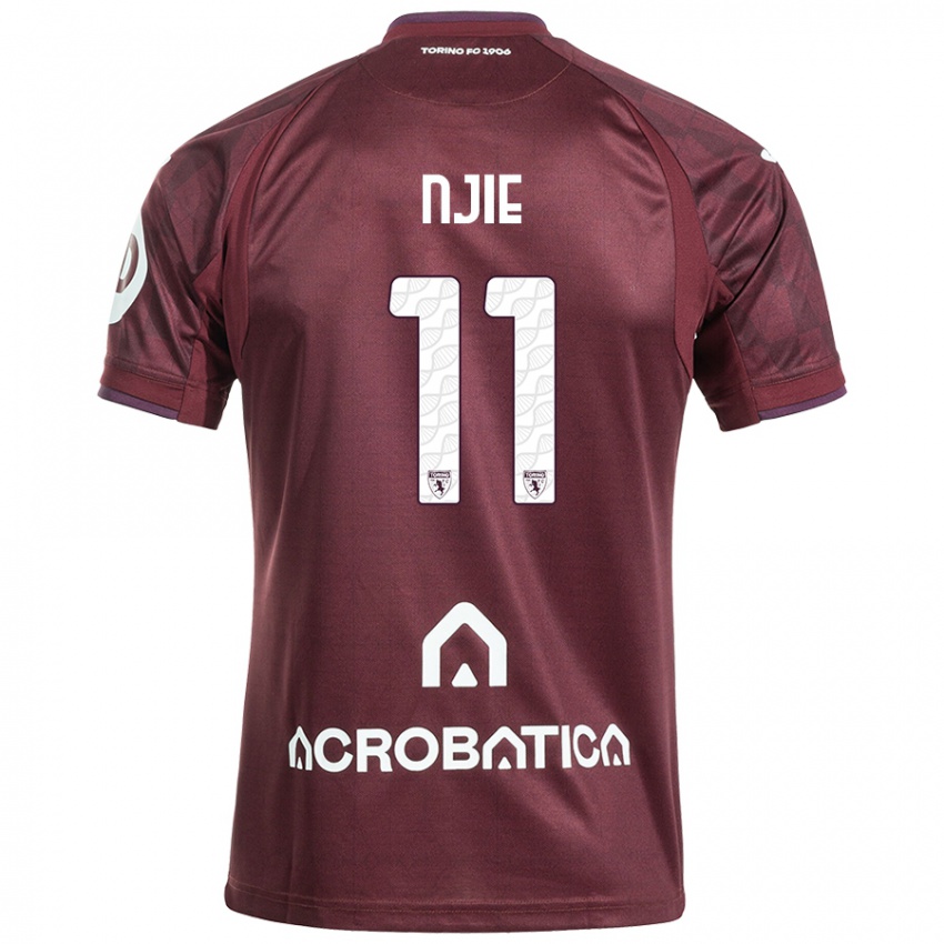 Niño Camiseta Alieu Njie #11 Granate Blanco 1ª Equipación 2024/25 La Camisa Argentina