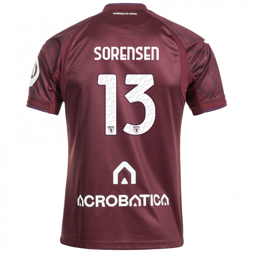 Niño Camiseta Ben Sørensen #13 Granate Blanco 1ª Equipación 2024/25 La Camisa Argentina