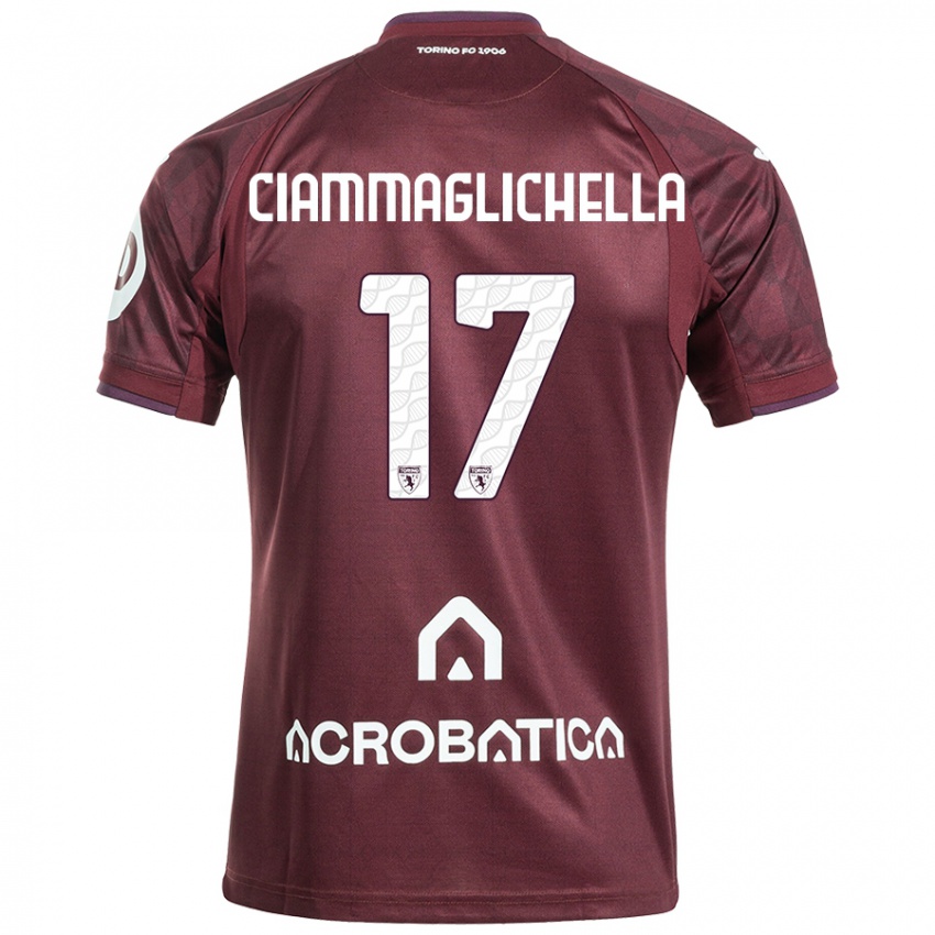 Niño Camiseta Aaron Ciammaglichella #17 Granate Blanco 1ª Equipación 2024/25 La Camisa Argentina