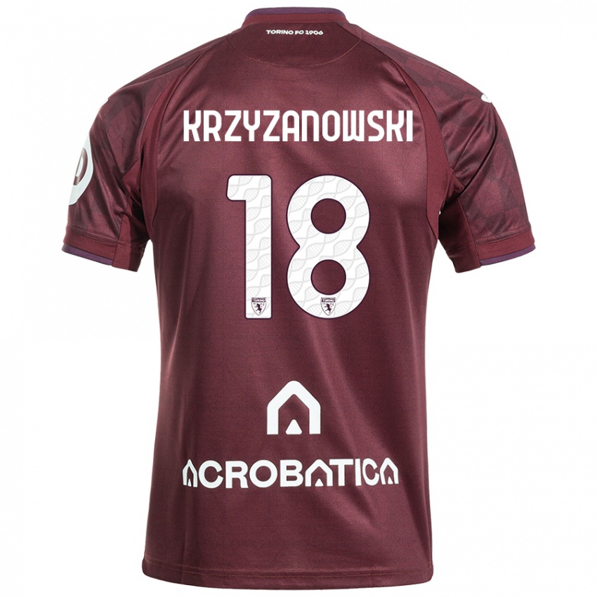 Niño Camiseta Jakub Krzyzanowski #18 Granate Blanco 1ª Equipación 2024/25 La Camisa Argentina