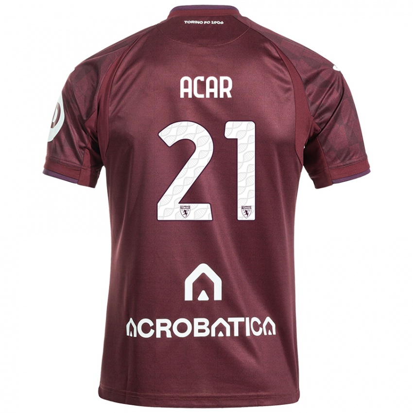 Niño Camiseta Emirhan Acar #21 Granate Blanco 1ª Equipación 2024/25 La Camisa Argentina