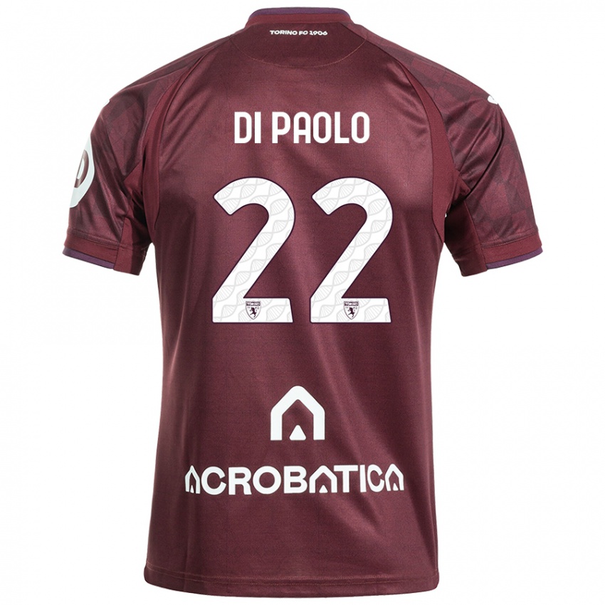 Niño Camiseta Sebastiano Di Paolo #22 Granate Blanco 1ª Equipación 2024/25 La Camisa Argentina