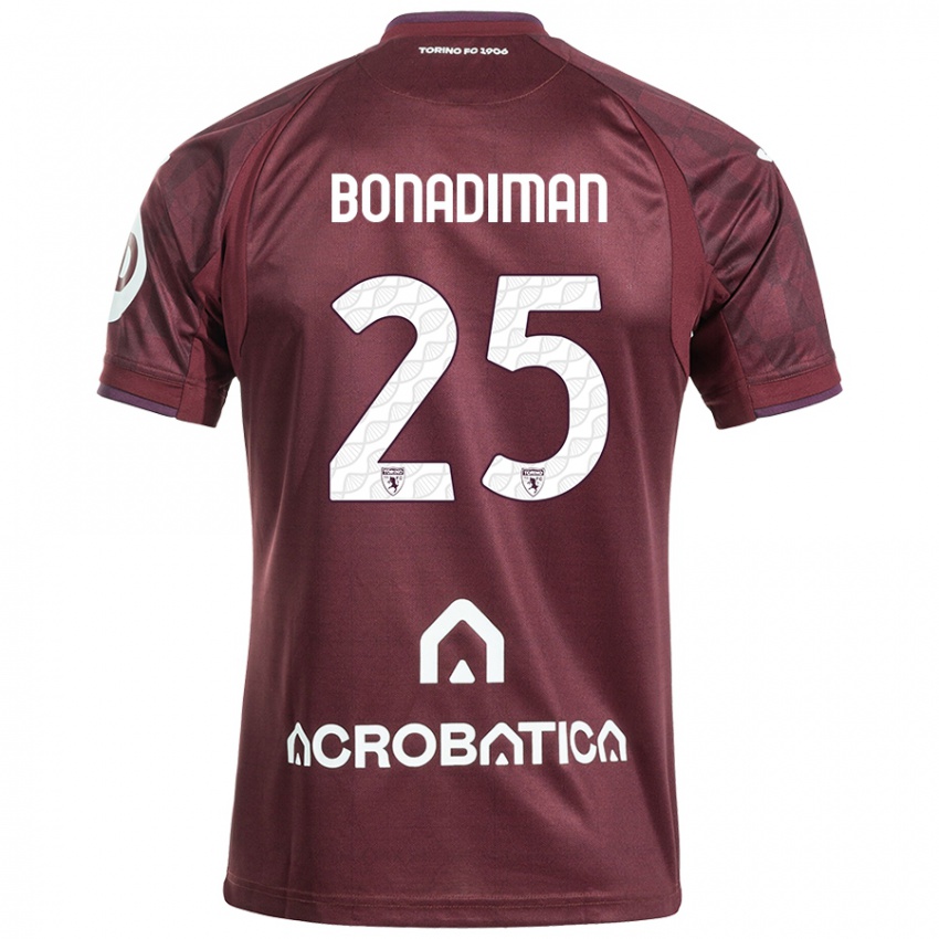 Niño Camiseta Matteo Bonadiman #25 Granate Blanco 1ª Equipación 2024/25 La Camisa Argentina