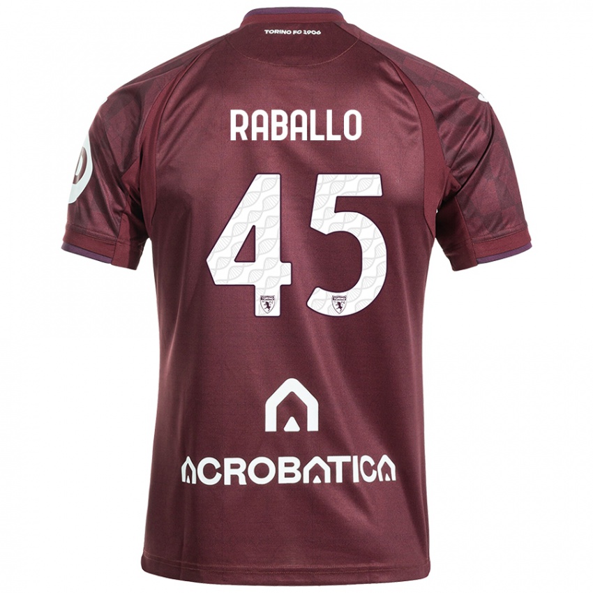 Niño Camiseta Alessio Raballo #45 Granate Blanco 1ª Equipación 2024/25 La Camisa Argentina