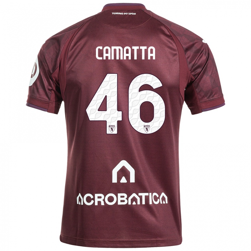 Niño Camiseta Alessandro Camatta #46 Granate Blanco 1ª Equipación 2024/25 La Camisa Argentina