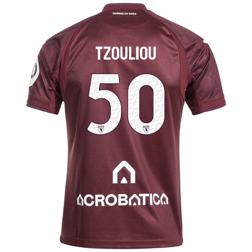 Niño Camiseta Dimitrianos Tzouliou #50 Granate Blanco 1ª Equipación 2024/25 La Camisa Argentina