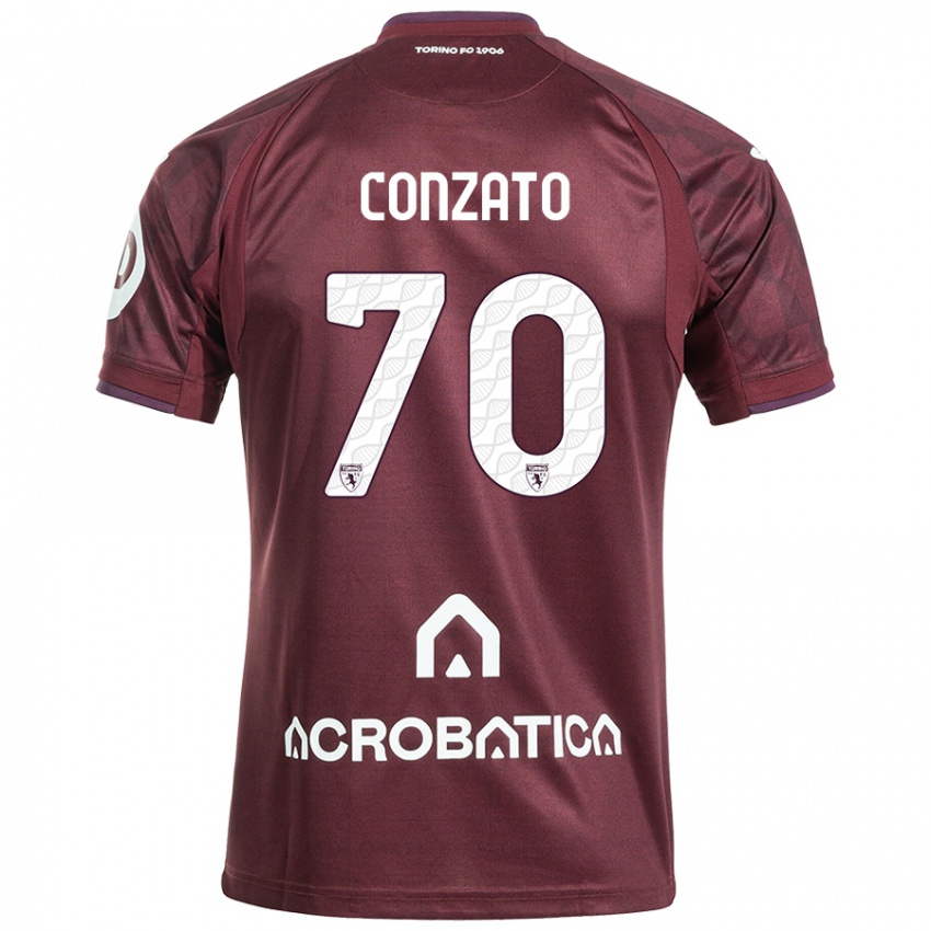 Niño Camiseta Filippo Conzato #70 Granate Blanco 1ª Equipación 2024/25 La Camisa Argentina