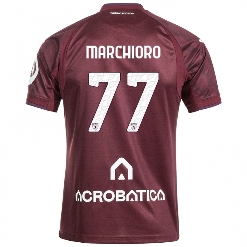 Niño Camiseta Raffaele Marchioro #77 Granate Blanco 1ª Equipación 2024/25 La Camisa Argentina