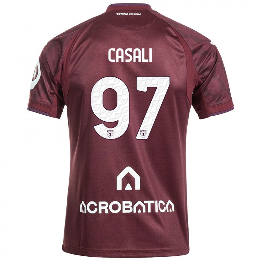 Niño Camiseta Michele Casali #97 Granate Blanco 1ª Equipación 2024/25 La Camisa Argentina