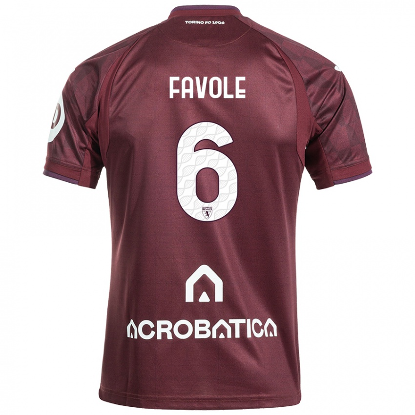 Niño Camiseta Stefania Favole #6 Granate Blanco 1ª Equipación 2024/25 La Camisa Argentina