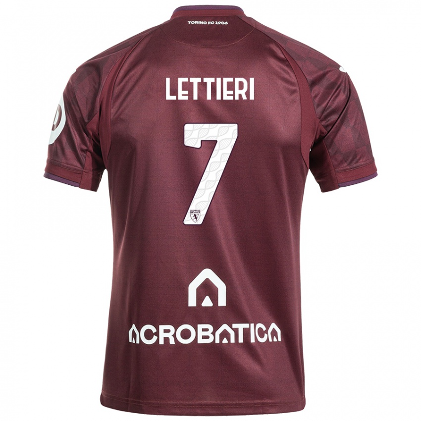 Niño Camiseta Jessica Lettieri #7 Granate Blanco 1ª Equipación 2024/25 La Camisa Argentina