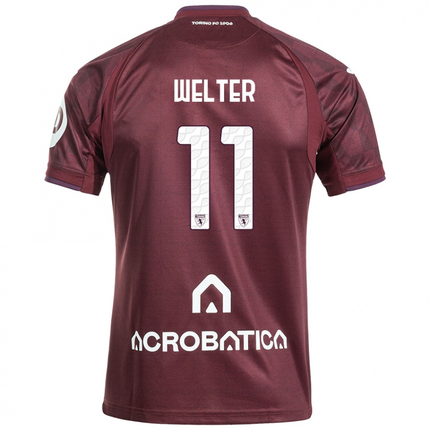 Niño Camiseta Francesca Welter #11 Granate Blanco 1ª Equipación 2024/25 La Camisa Argentina