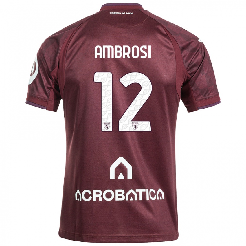 Niño Camiseta Martina Ambrosi #12 Granate Blanco 1ª Equipación 2024/25 La Camisa Argentina