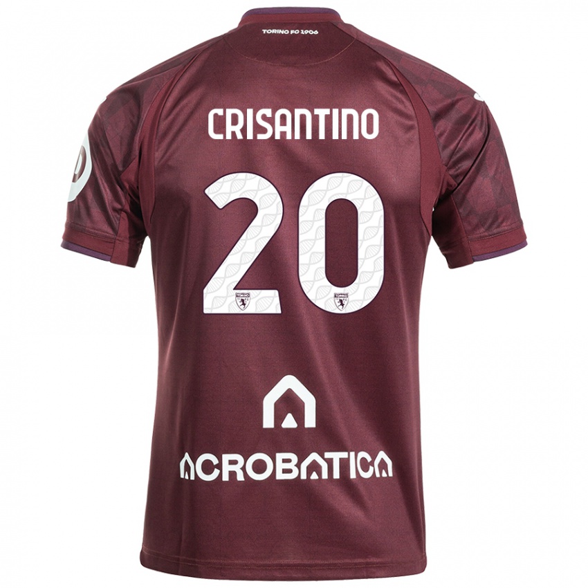 Niño Camiseta Giulia Crisantino #20 Granate Blanco 1ª Equipación 2024/25 La Camisa Argentina