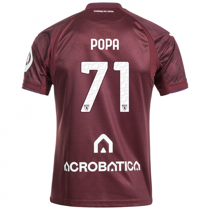 Niño Camiseta Mihai Popa #71 Granate Blanco 1ª Equipación 2024/25 La Camisa Argentina